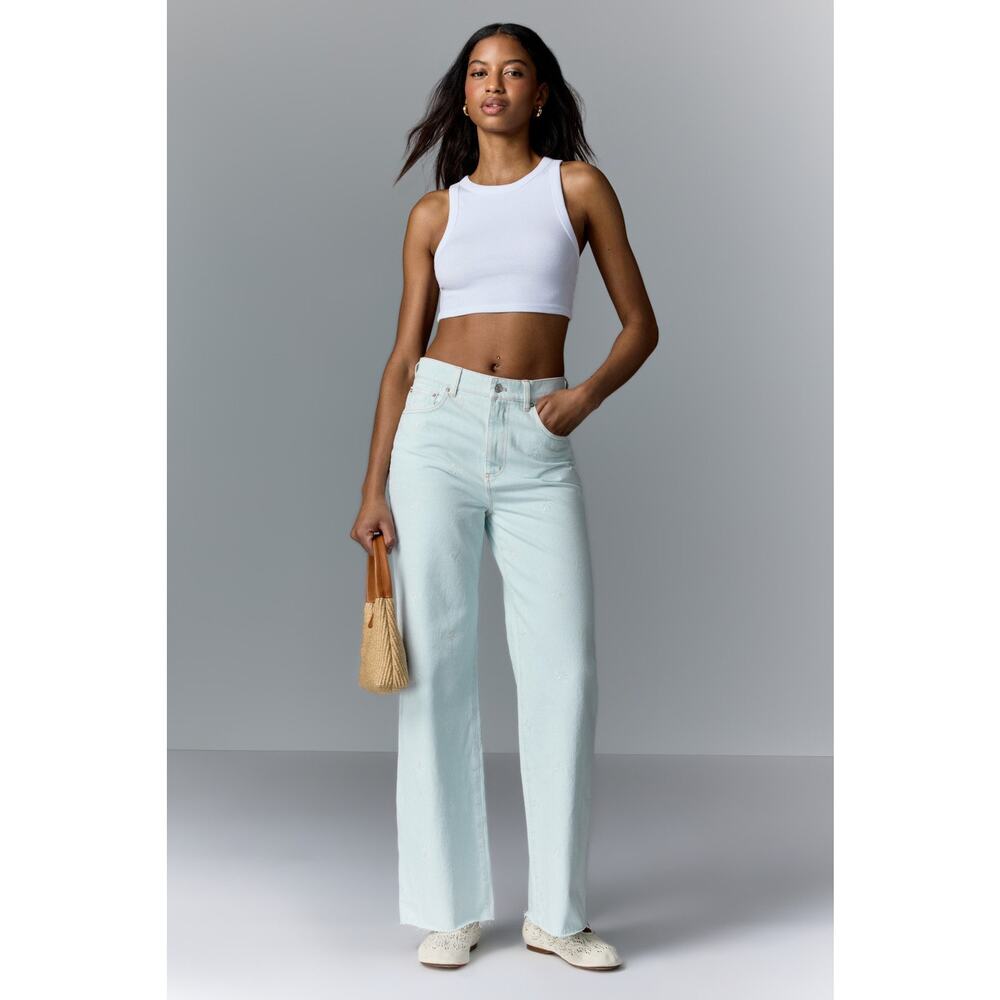 LE JEAN Bow Embroidered Column Jeans - Size 27 (US 4)